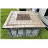 Image 1 : Square Slate Tile Top Outdoor Propane Fire Pit Table with Scroll Metal Base (Approx. 41x21)