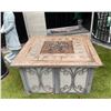 Image 3 : Square Slate Tile Top Outdoor Propane Fire Pit Table with Scroll Metal Base (Approx. 41x21)