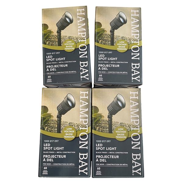 Group of 4 LED Spot Light Black Hampton Bay