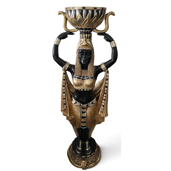 Egyptian Style Decor Women Holding Up Bowl (Approx. 53in H)