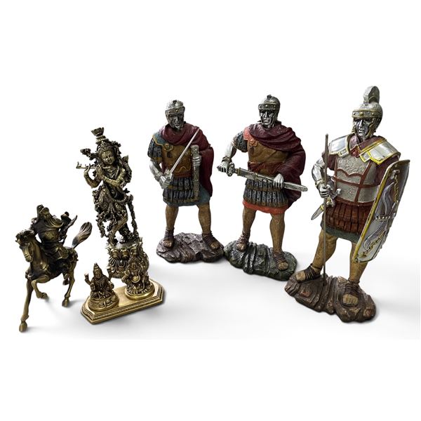 Group of Assorted Figures - Roman Warriors, Hindu Deity, Etc.