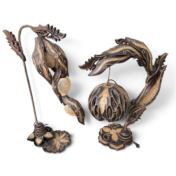 Group of 2 Wooden Decor Lamps