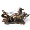 Image 1 : Bronze-Finish Roman Gladiator Driving Two-Horse Chariot Figural Table Sculpture