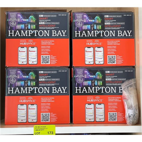 New 4 Hampton Bay Hubspace 50ft Smart Permanent Mount Color-Changing String Light Kits