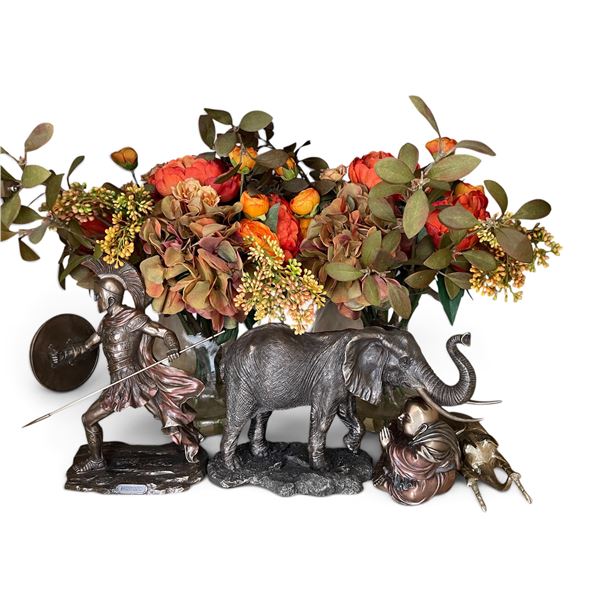 Lot of Assorted Table Statues and Floral Decor