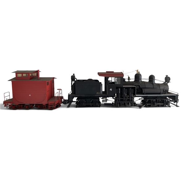 G Scale 2-Truck Shay Steam Locomotive #4 with Caboose (Bidder Responsible for Removal - Must Have La