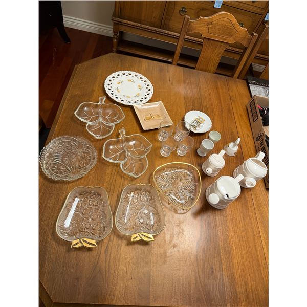 Serving items, dishes, cream, sugar, etc.