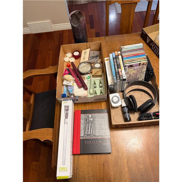 Cds, candles, address, Bookk,  cooling pour spout