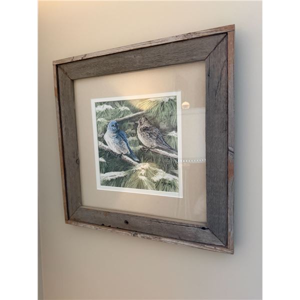 Rustic framed artwork, M. HOUDE.