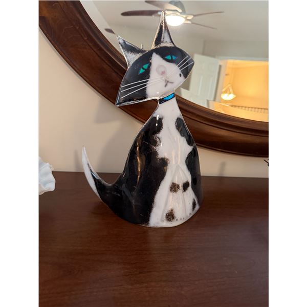 Glass cat decor, approximately 12 inches tall
