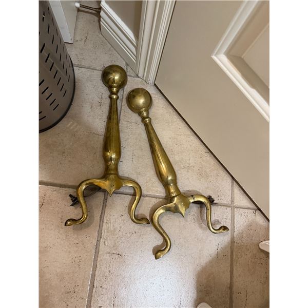 Brass fire dogs