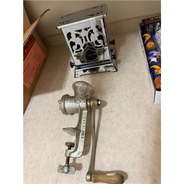 Antique Toaster, no cord and a grinder