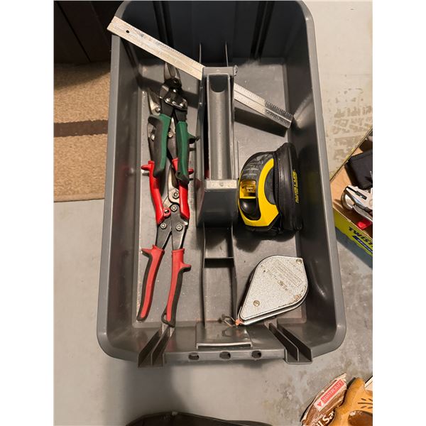 Tool bin, laser level, chalk line, etc.