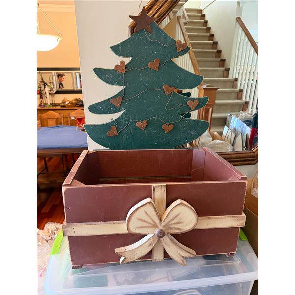 Wood crate with tree decor