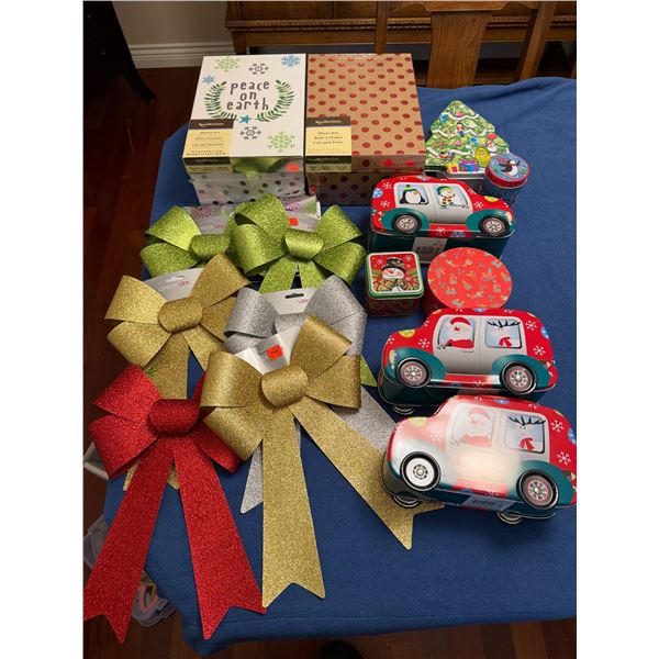 Memory boxes, tins, and ribbons