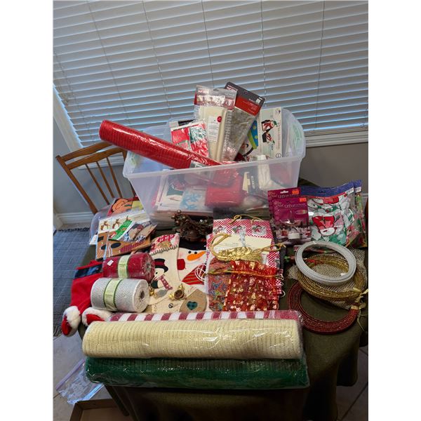 Gift wrapping bags, boxes, ribbons, etc.