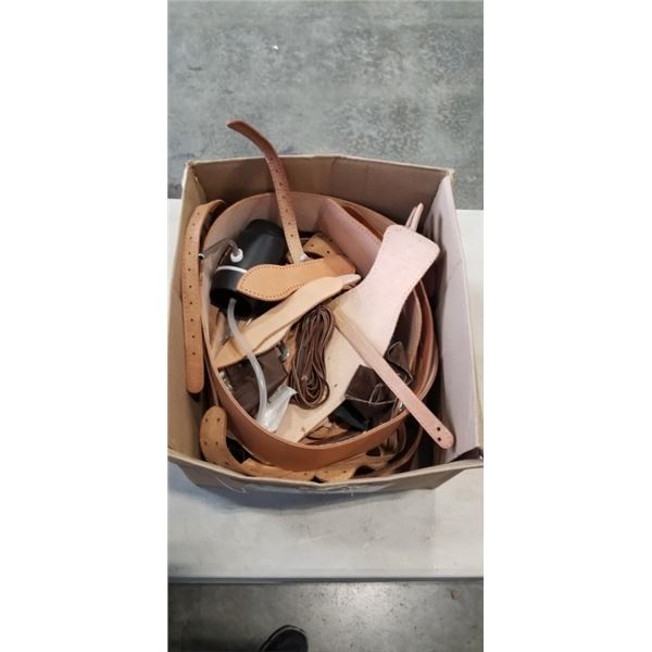 BOX OF VARIOUS LEATHER STRAPS