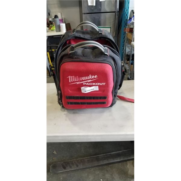 MILWAUKEE PACKOUT TOOL BACKPACK WITH ASSORTED HAND TOOLS