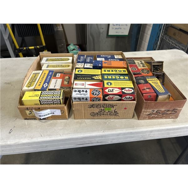 3 TRAYS OF VINTAGE ELECTRONIC TUBES