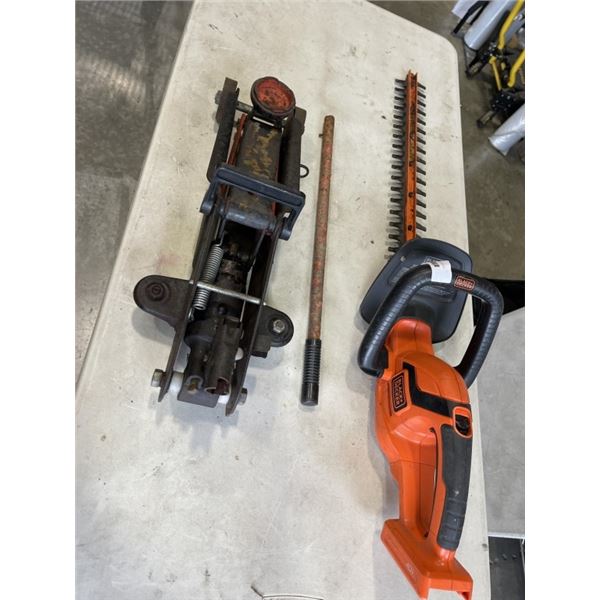 HYDRAULIC TROLLEY FLOOR JACK AND HEDGE TRIMMER