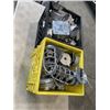 Image 1 : 2 TOTES OF ELECTRICAL BOXES AND LIGHT CAGES