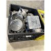 Image 2 : 2 TOTES OF ELECTRICAL BOXES AND LIGHT CAGES