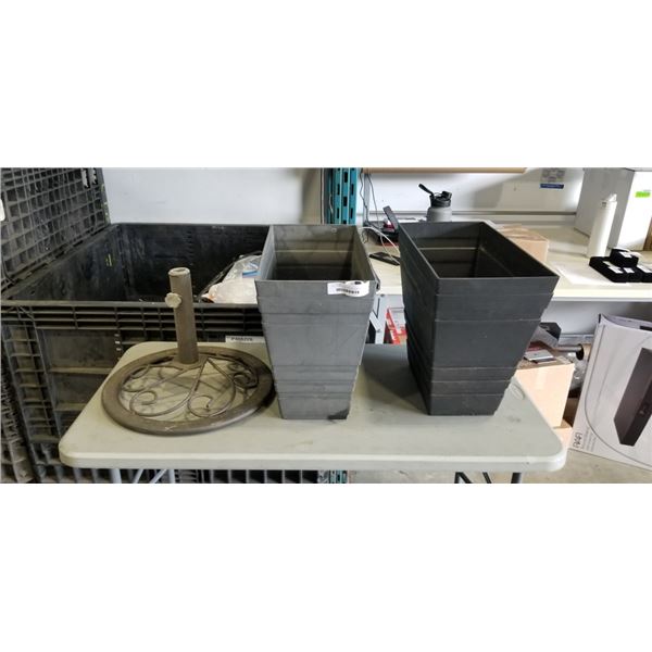 HEAVY UMBRELLA STAND AND PLANTERS