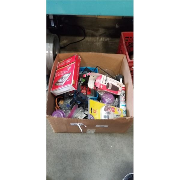 BOX OF TOOLS AND SHOP SUPPLIES