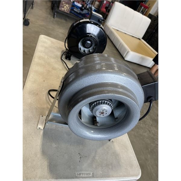 TWO INLINE FANS. VORTEX POWERFANS MODEL VTX1000 AND STEALTH 6' INLINE FAN. WORKING