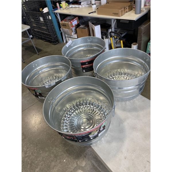4 AS NEW GALVANIZED BUCKETS 35L EACH