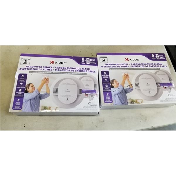 2 - 2 PACKS KIDDE HARDWIRED SMOKE + CARBON MONOXIDE ALARMS