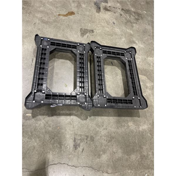 2 PLASTIC FOUR WHEEL DOLLIES