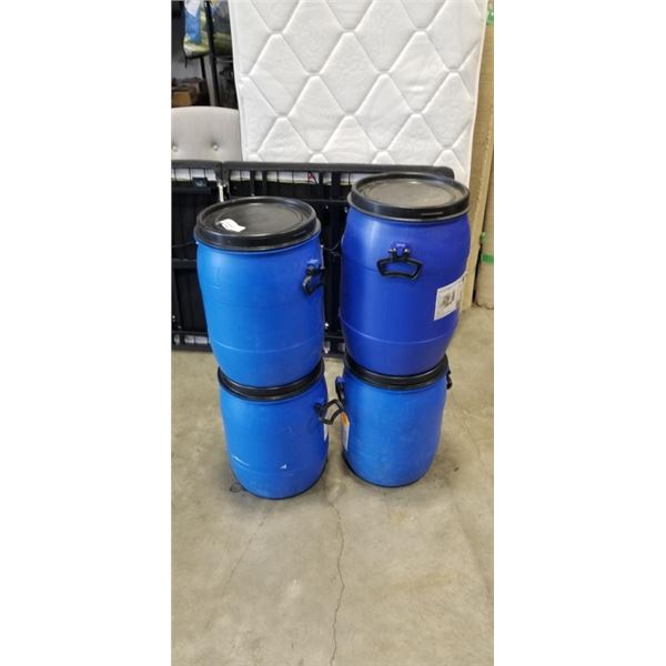 4 SMALL FOOD GRADE BARRELLS WITH LIDS