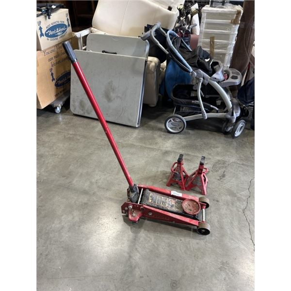 BIG RED PRO SERIES HYDRAULIC TROLLEY JACK AND 2 JACK STANDS 3 TON