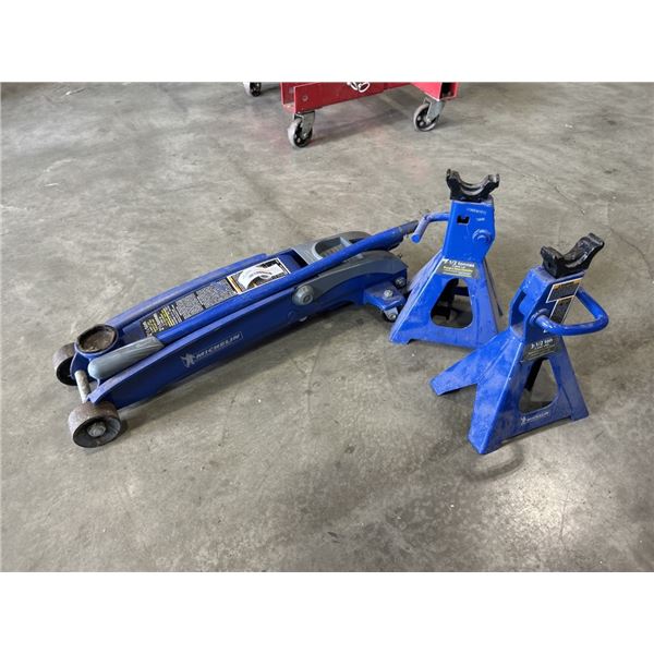 MICHELIN 2.5 TON SPEEDY LIFT HYDRAULIC TROLLEY JACK AND 2 JACK STANDS