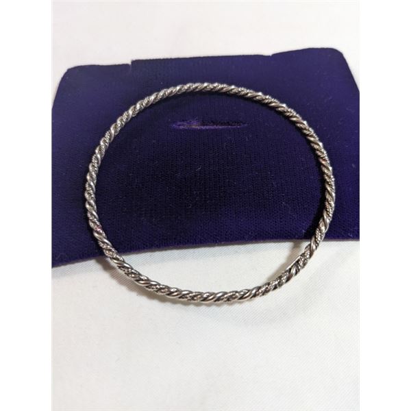 LARGE TWISTED STERLING SILVER BANGLE 3 HALLMARKS, 11 GR WEIGHT