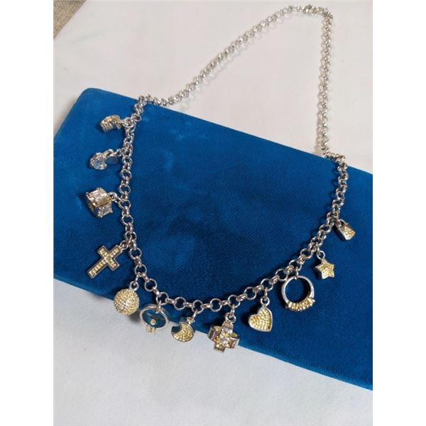 SILVER PLATED CHARMS CHAIN NECKLACE
