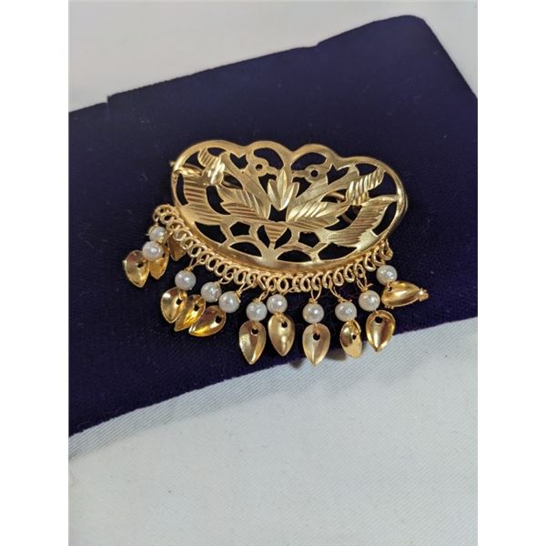 VINTAGE HIGH CARAT GOLD PLATED HAIR BARRETTE