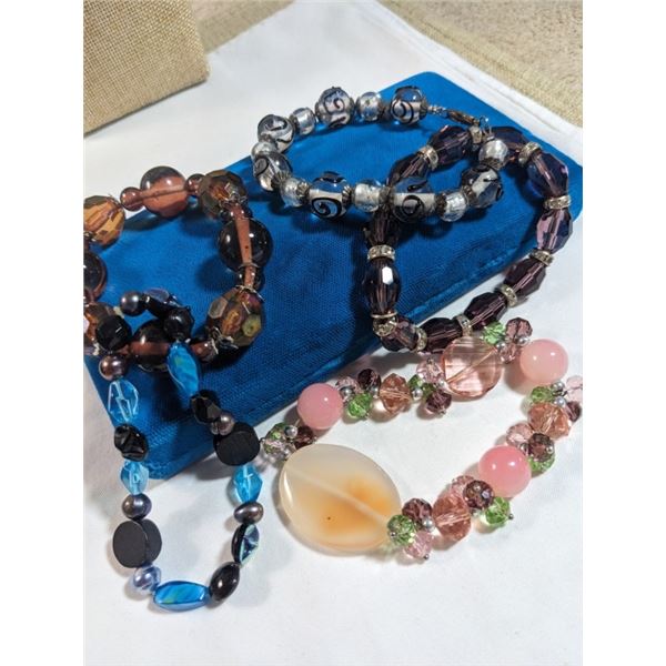 5 VINTAGE VENETIAN GLASS BEADS BRACELETS