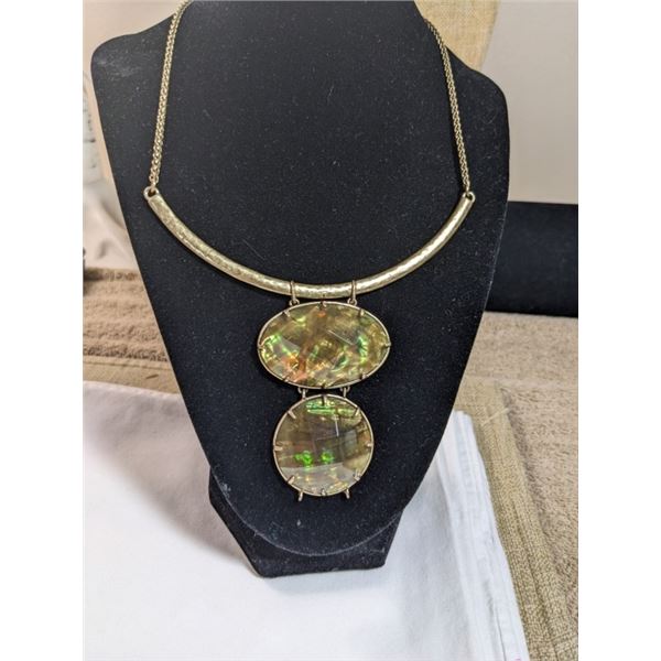 VINTAGE SILVER W/ MEXICAN OPAL NECKLACE