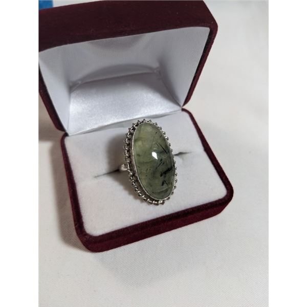 VINTAGE STERLING SILVER W/ LACE AGATE STONE RING