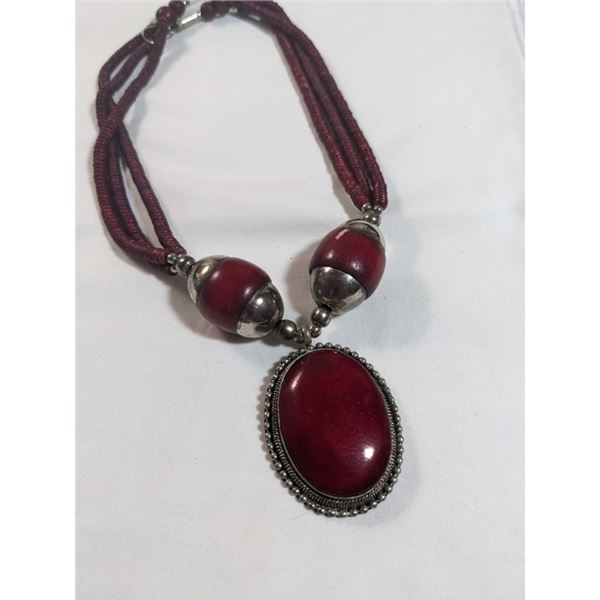 INDIAN SILVER W/ STONES NECKLACE