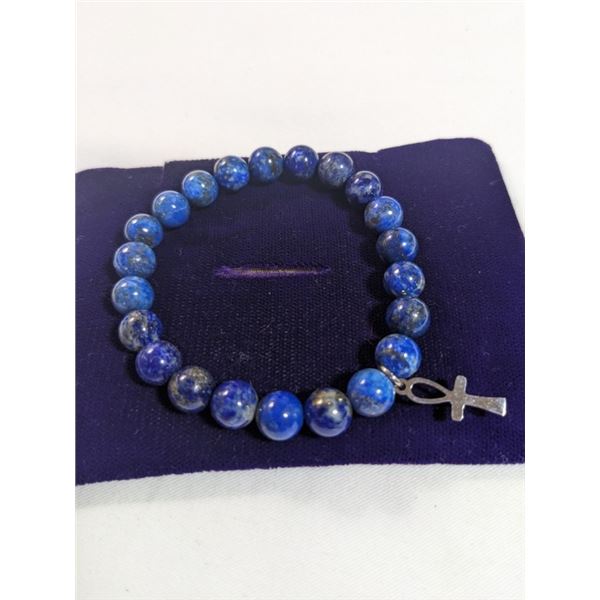 GENUINE LAPIS LAZULI STONE BEADS BRACELET