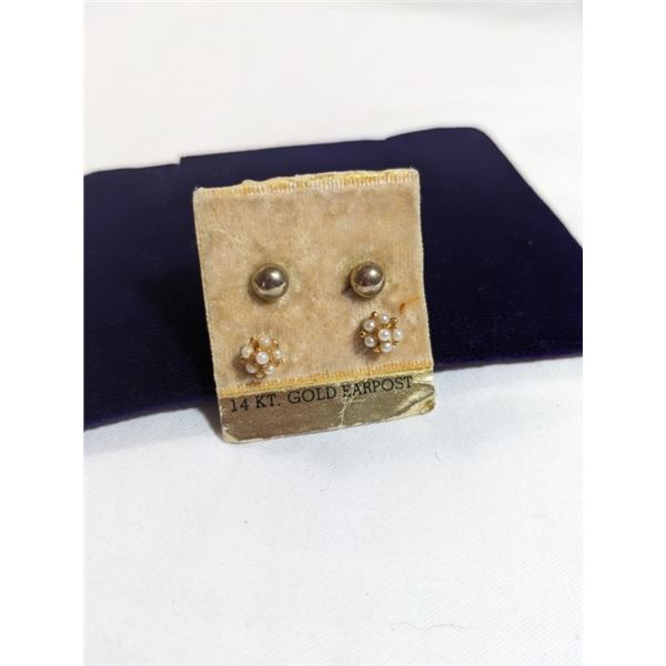 2 PAIRS OR EARRINGS W/ 14K GOLD POSTS