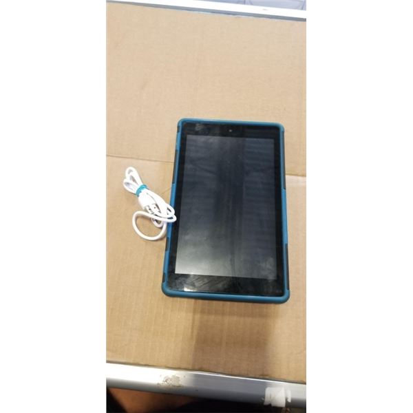 AMAZON FIRE TABLET 7 INCH, FACTORY RESET AND FULLY CHARGED WITH CASE AND CHARGER