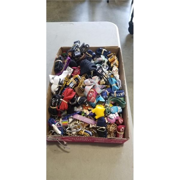 TRAY OF LANYARDS AND KEYCHAIN HOLDERS