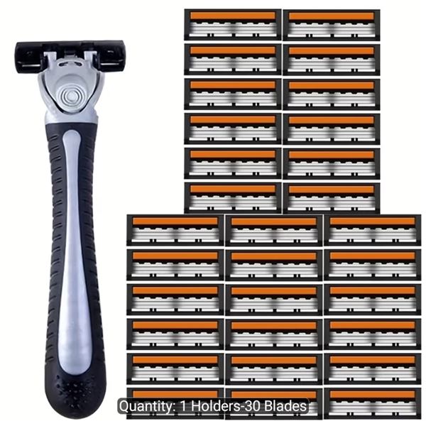 NEW 32 PIECE STAINLESS STEEL SHAVING BLADES SET INCLUDING TWO HANDLES