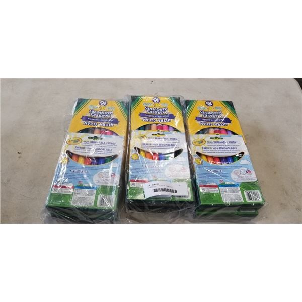 12 NEW PACKAGES OF CRAYOLA WASHABLE MARKERS, 16 PER PACK