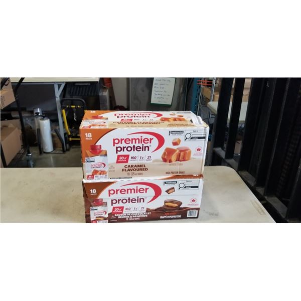 2  18PK CASES PROTEIN DRINKS - SOME MAY BE MISSING, CHOCOLATE PEANUT BUTTER AND CARAMEL