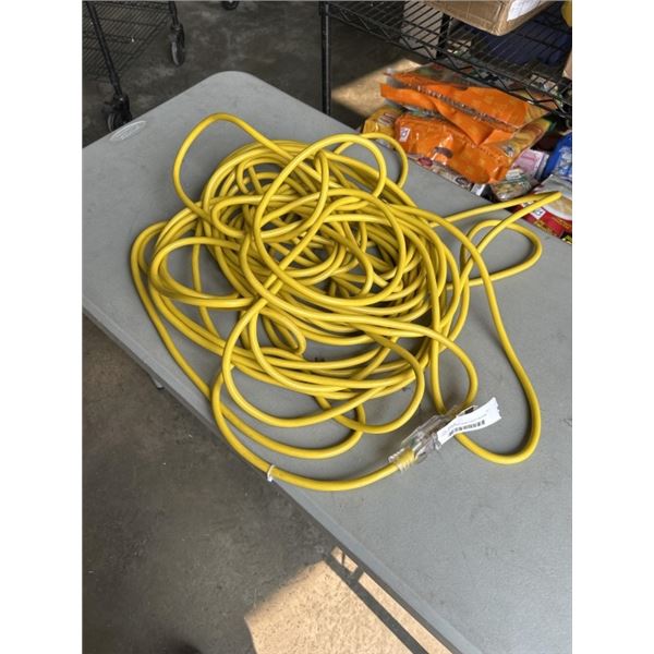 APPROX 100 FEET HEAVY DUTY YELLOW EXTENSION CORD. 12AWG/3C